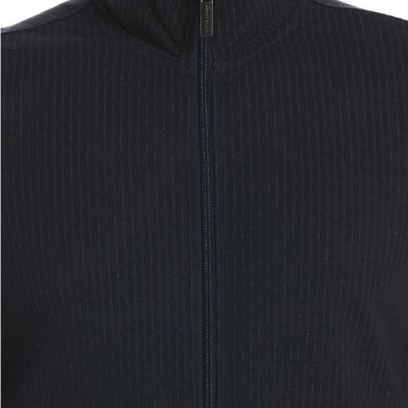 EUC Perry Ellis Dark Navy Pinstripe Zip Up Jacket with Stand-Up Collar. Size L - Picture 3 of 9